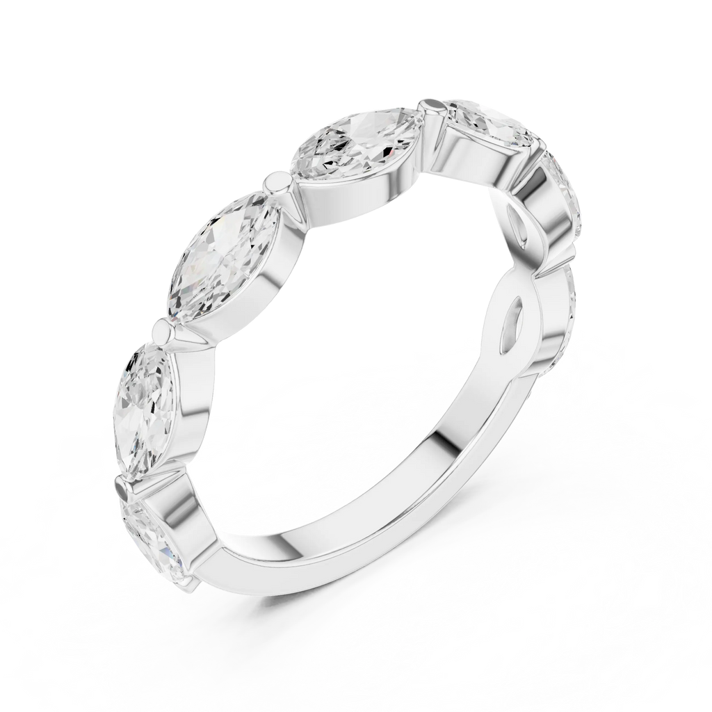 14K White Gold East-West Marquise Diamond Eternity Ring