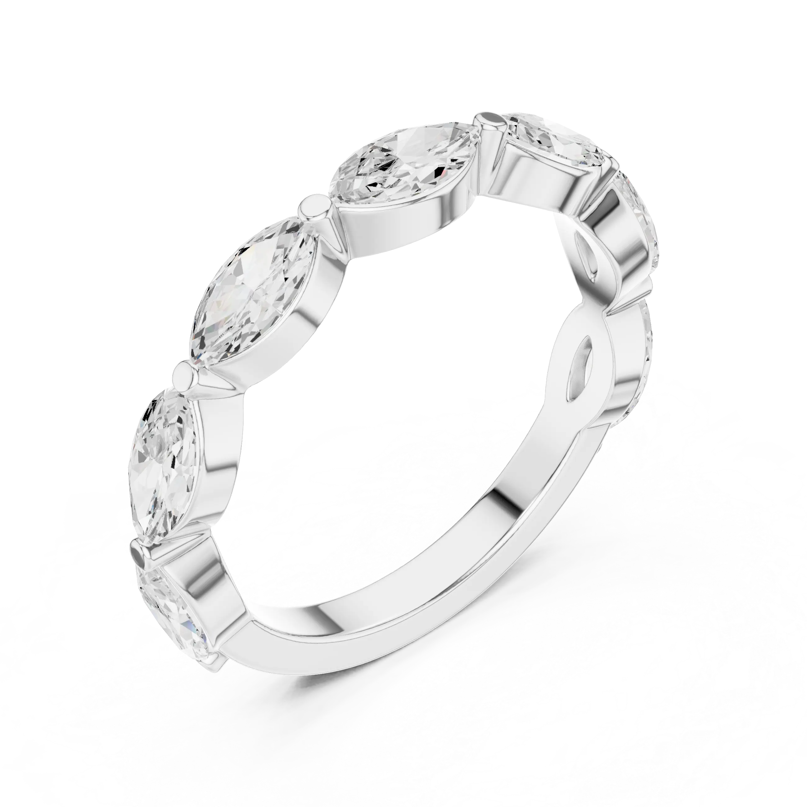 14K White Gold East-West Marquise Diamond Eternity Ring