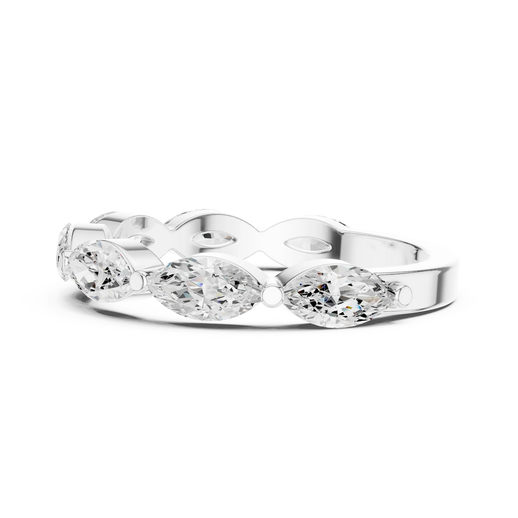 14K White Gold East-West Marquise Diamond Eternity Ring