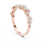 14K White Gold Staggered Round Diamond Cluster Ring