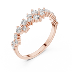 14K White Gold Staggered Round Diamond Cluster Ring