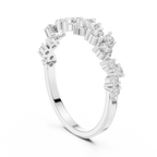 14K White Gold Staggered Round Diamond Cluster Ring