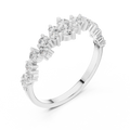 14K White Gold Staggered Round Diamond Cluster Ring