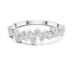 14K White Gold Staggered Round Diamond Cluster Ring
