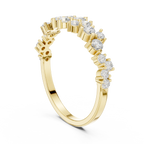 14K White Gold Staggered Round Diamond Cluster Ring