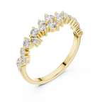 14K White Gold Staggered Round Diamond Cluster Ring
