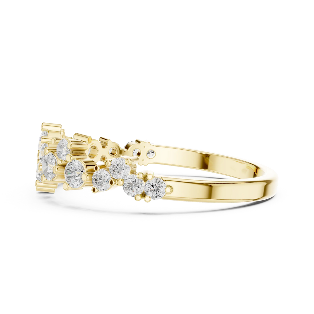 14K White Gold Staggered Round Diamond Cluster Ring