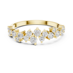 14K White Gold Staggered Round Diamond Cluster Ring