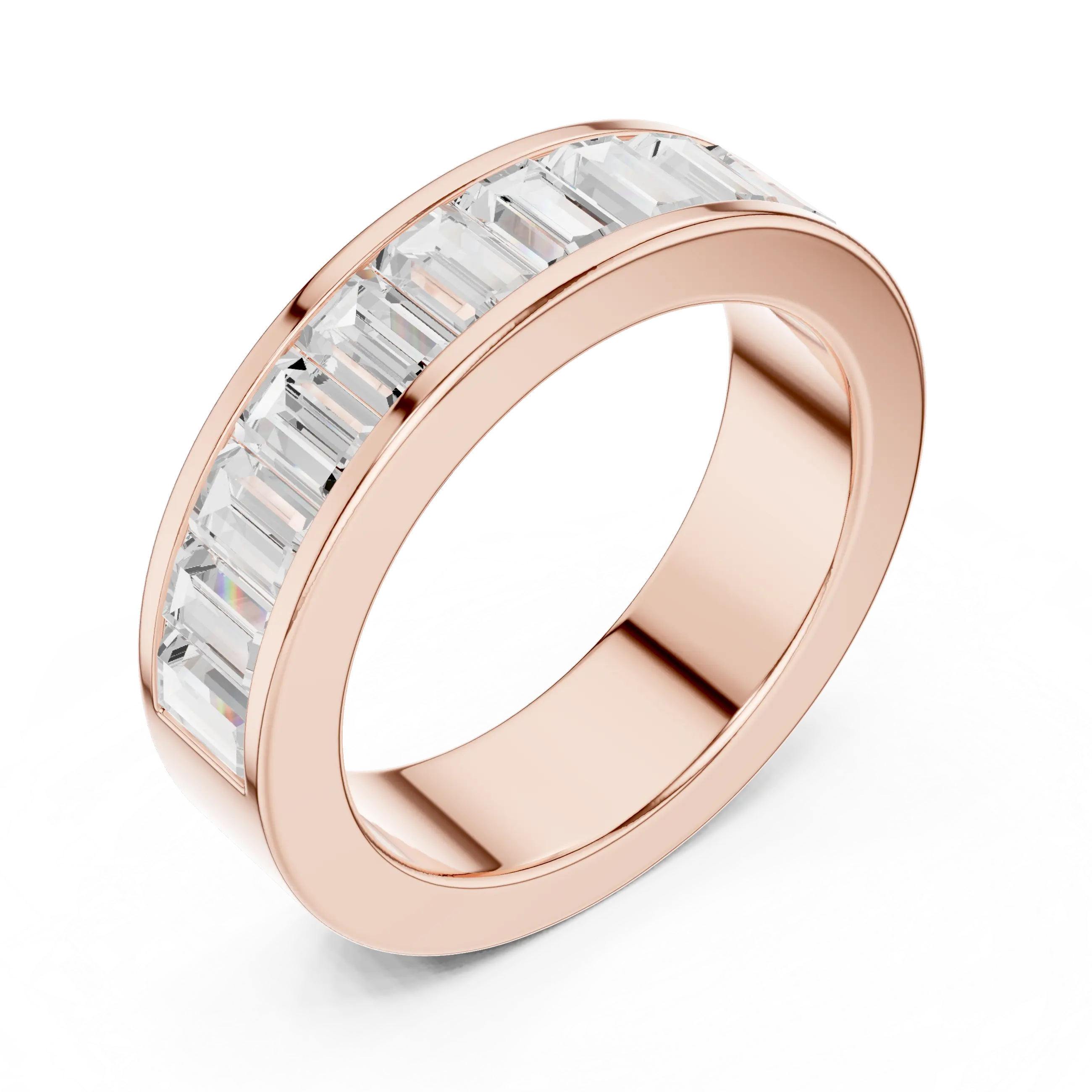 10K Rose Gold Channel Set Baguette Diamond Eternity Band