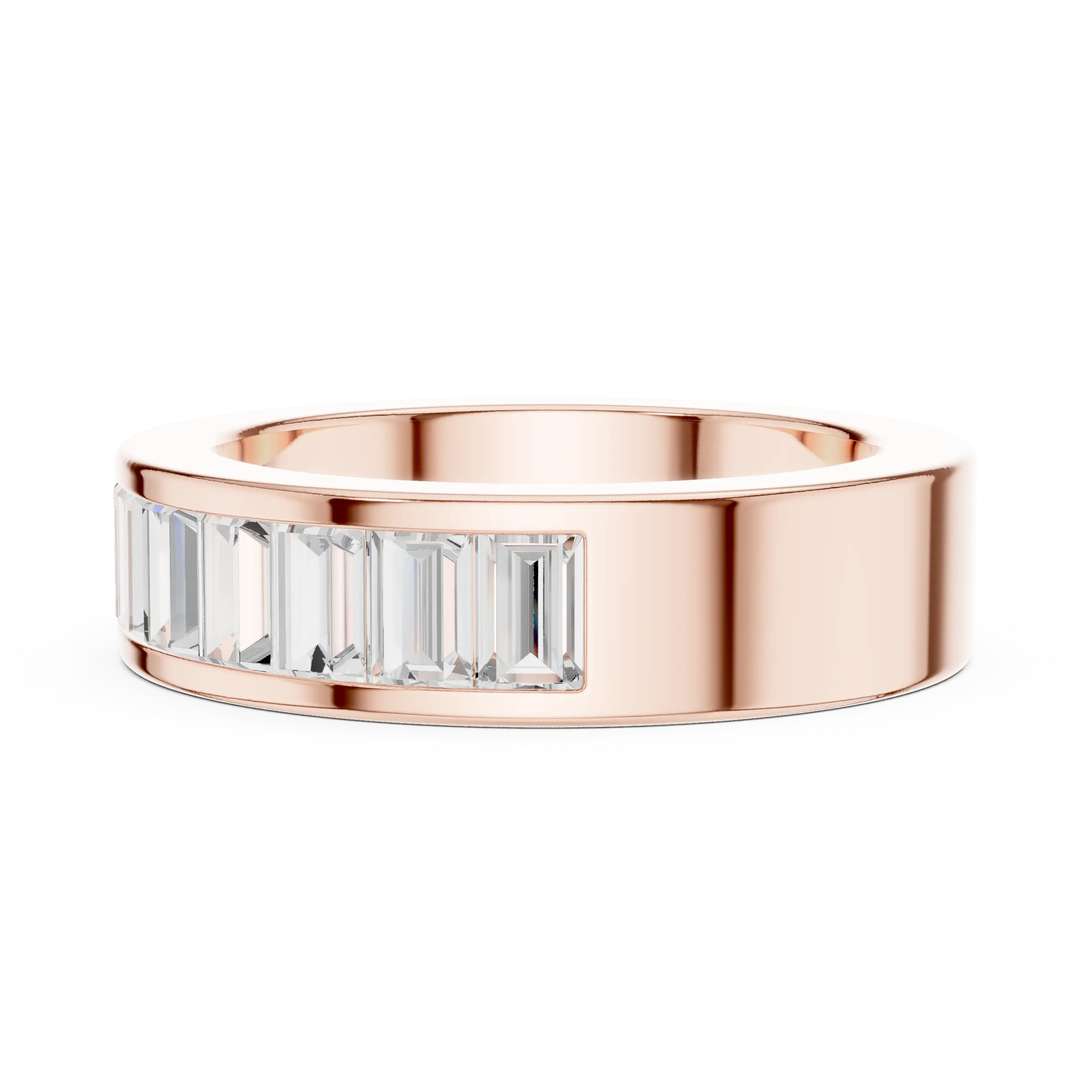 10K Rose Gold Channel Set Baguette Diamond Eternity Band