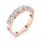 18K White Gold 7-Stone Round Diamond Shared Prong Band