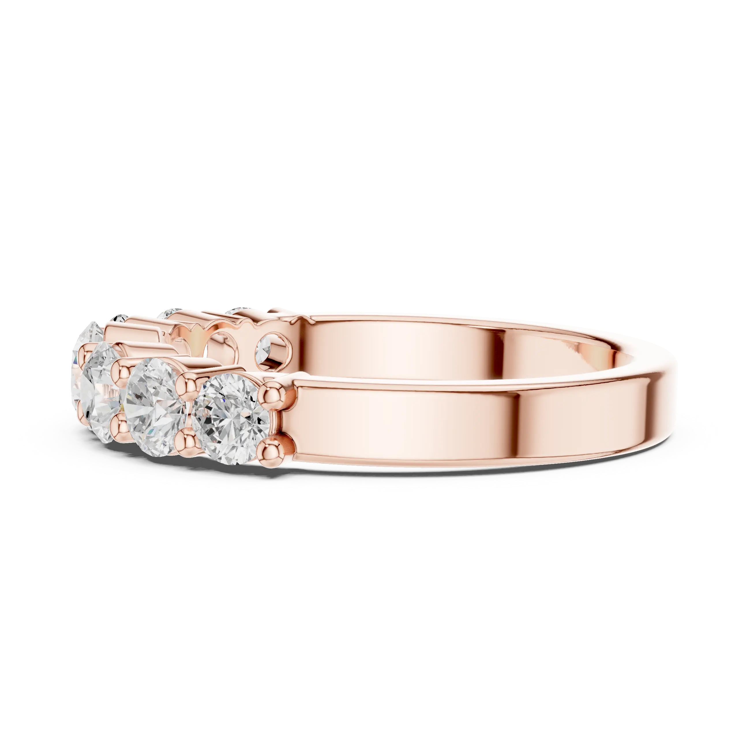 18K White Gold 7-Stone Round Diamond Shared Prong Band