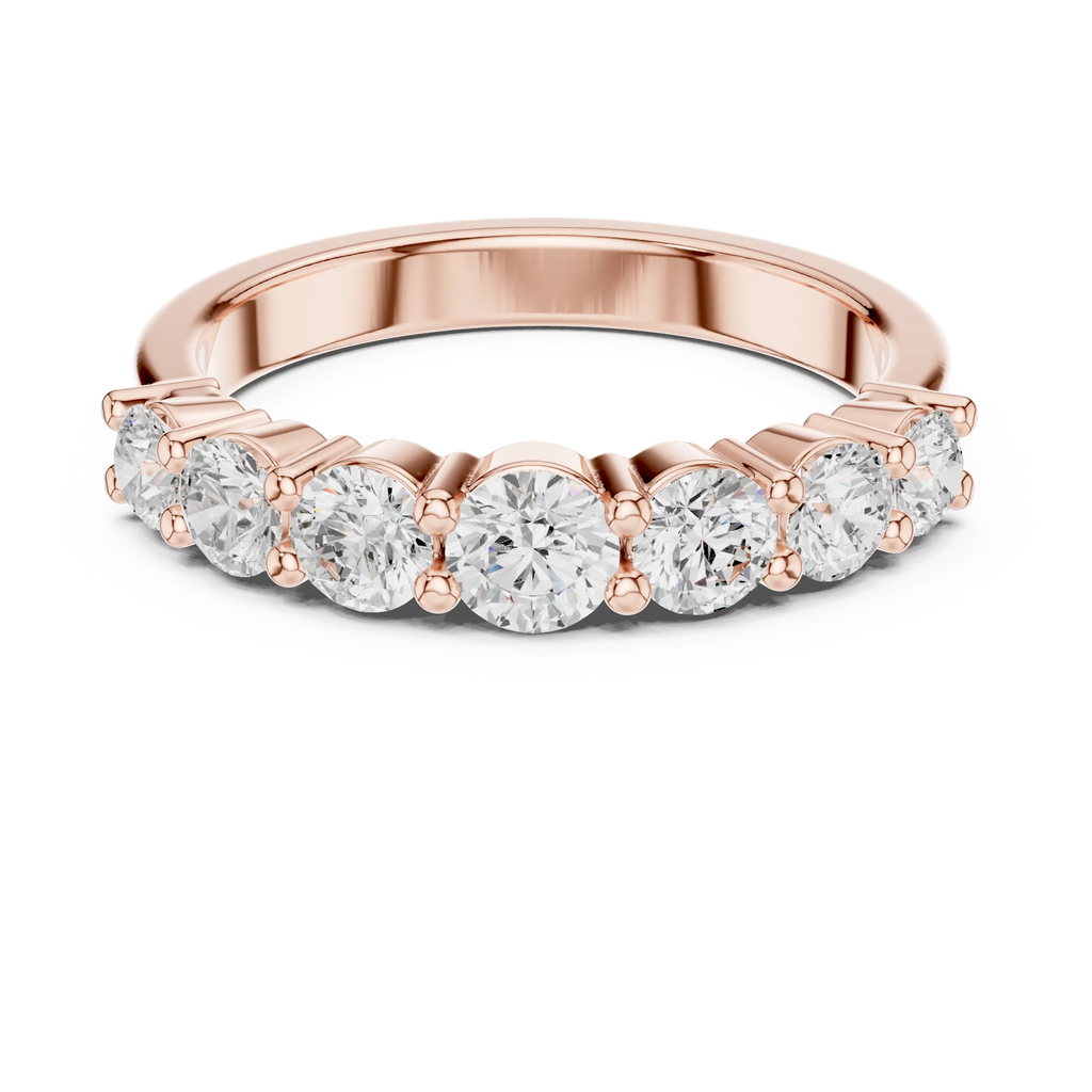 18K White Gold 7-Stone Round Diamond Shared Prong Band