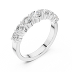 18K White Gold 7-Stone Round Diamond Shared Prong Band