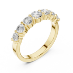 18K White Gold 7-Stone Round Diamond Shared Prong Band