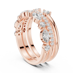 14K Yellow Gold Triple Row Marquise & Round Cluster Band