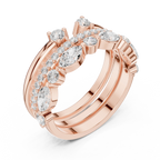 14K Yellow Gold Triple Row Marquise & Round Cluster Band