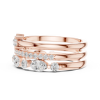14K Yellow Gold Triple Row Marquise & Round Cluster Band