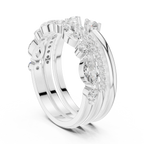 14K Yellow Gold Triple Row Marquise & Round Cluster Band