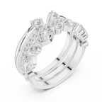 14K Yellow Gold Triple Row Marquise & Round Cluster Band