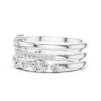 14K Yellow Gold Triple Row Marquise & Round Cluster Band