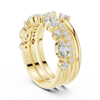 14K Yellow Gold Triple Row Marquise & Round Cluster Band