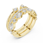14K Yellow Gold Triple Row Marquise & Round Cluster Band