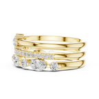 14K Yellow Gold Triple Row Marquise & Round Cluster Band