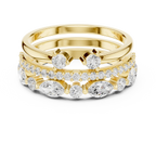 14K Yellow Gold Triple Row Marquise & Round Cluster Band