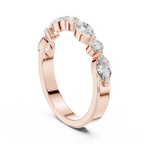 10K Rose Gold Alternating Marquise and Round Diamond Band