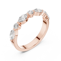 10K Rose Gold Alternating Marquise and Round Diamond Band