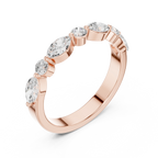 10K Rose Gold Alternating Marquise and Round Diamond Band