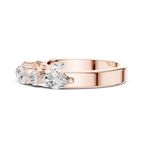 10K Rose Gold Alternating Marquise and Round Diamond Band