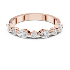 10K Rose Gold Alternating Marquise and Round Diamond Band
