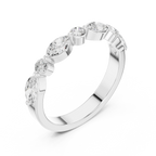 10K Rose Gold Alternating Marquise and Round Diamond Band