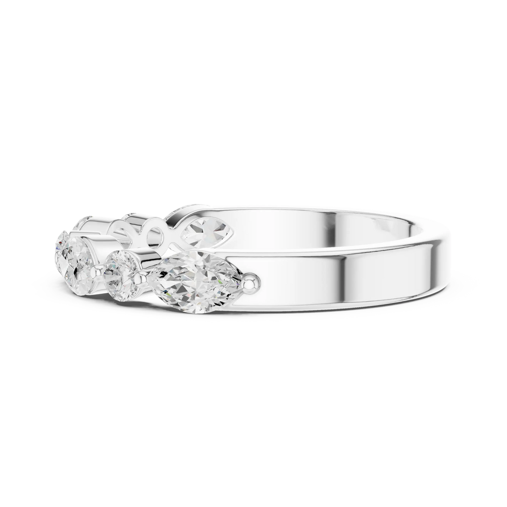 10K Rose Gold Alternating Marquise and Round Diamond Band