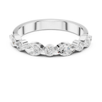 10K Rose Gold Alternating Marquise and Round Diamond Band