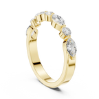 10K Rose Gold Alternating Marquise and Round Diamond Band