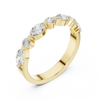 10K Rose Gold Alternating Marquise and Round Diamond Band