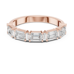 18K Yellow Gold Alternating Emerald and Baguette Diamond Band