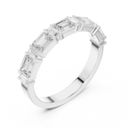 18K Yellow Gold Alternating Emerald and Baguette Diamond Band