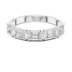 18K Yellow Gold Alternating Emerald and Baguette Diamond Band