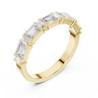 18K Yellow Gold Alternating Emerald and Baguette Diamond Band