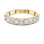 18K Yellow Gold Alternating Emerald and Baguette Diamond Band
