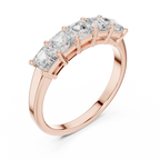 14K White Gold 5-Stone Emerald Cut Moissanite Diamond Band