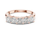 14K White Gold 5-Stone Emerald Cut Moissanite Diamond Band