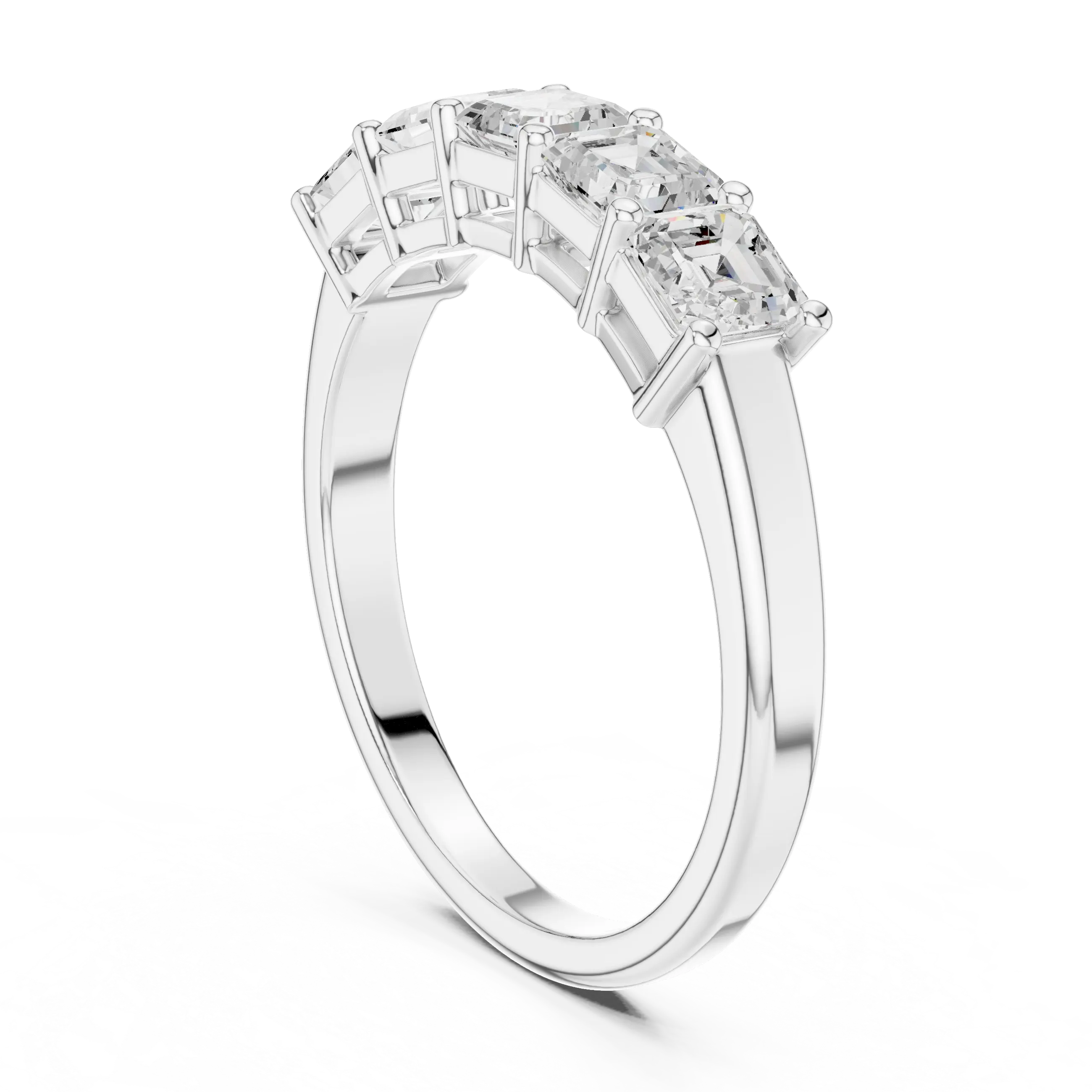 14K White Gold 5-Stone Emerald Cut Moissanite Diamond Band