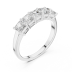 14K White Gold 5-Stone Emerald Cut Moissanite Diamond Band