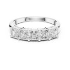14K White Gold 5-Stone Emerald Cut Moissanite Diamond Band