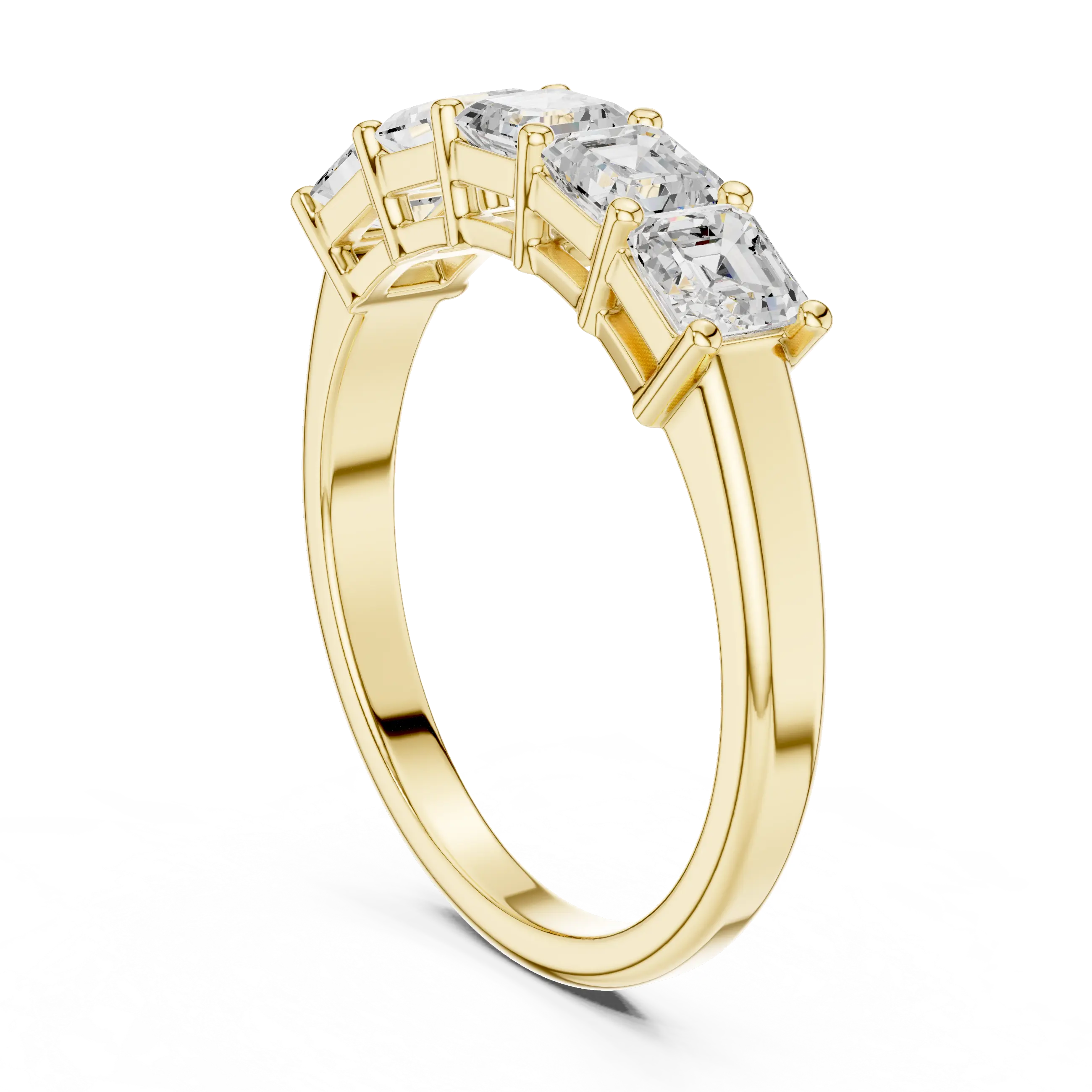 14K White Gold 5-Stone Emerald Cut Moissanite Diamond Band